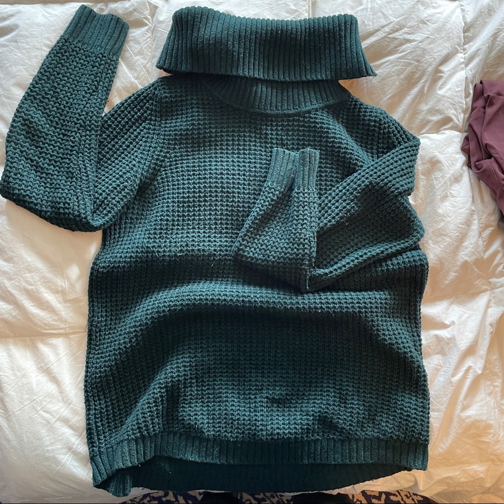 LLBean Spruce Wool blend waffle knit sweater